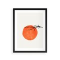 Plakat w ramie 30x40 - Słońce i Gałązka - pomarańczowe słońce, gałązka - rama czarna