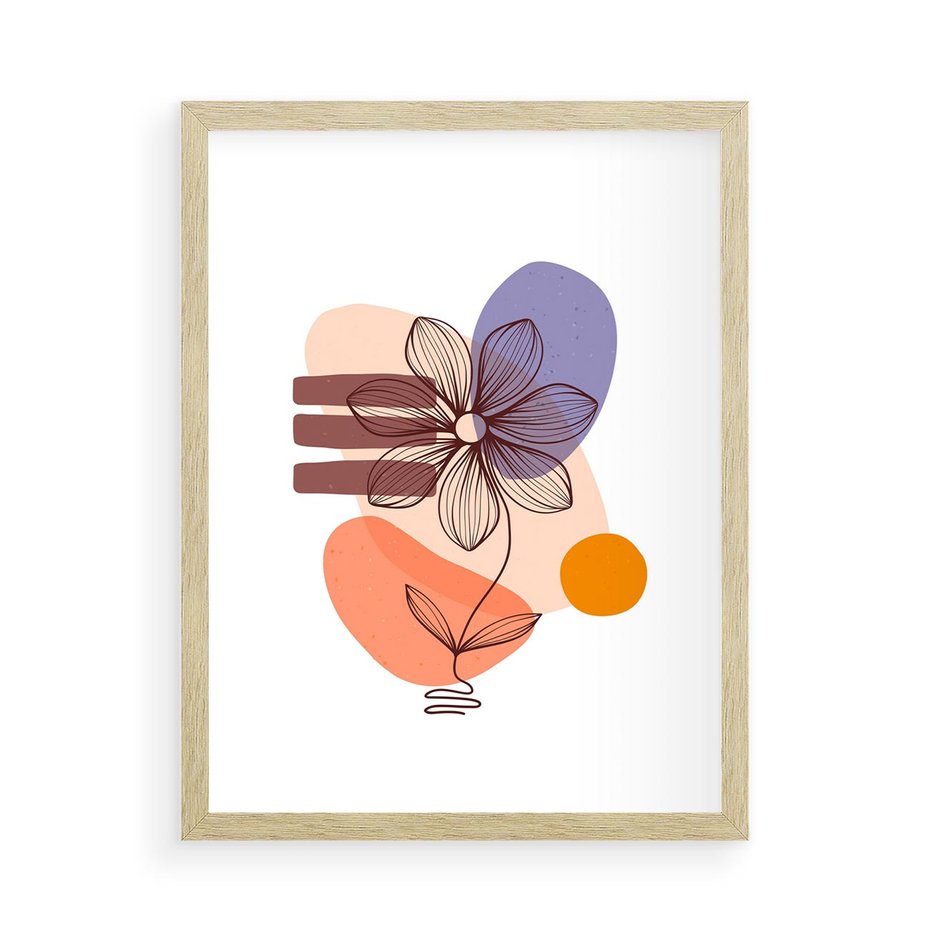 Plakat w ramie 50x70 - Migocące Odbicia Kwiatów - abstrakcyjna sztuka, plamy - rama drewno