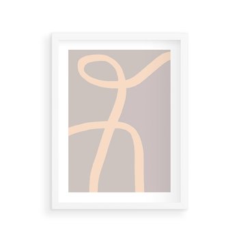 Plakat w ramie 30x40 - Beżowe Boho Zaplątanie - minimalistyczny obraz, nowoczesny - rama biała