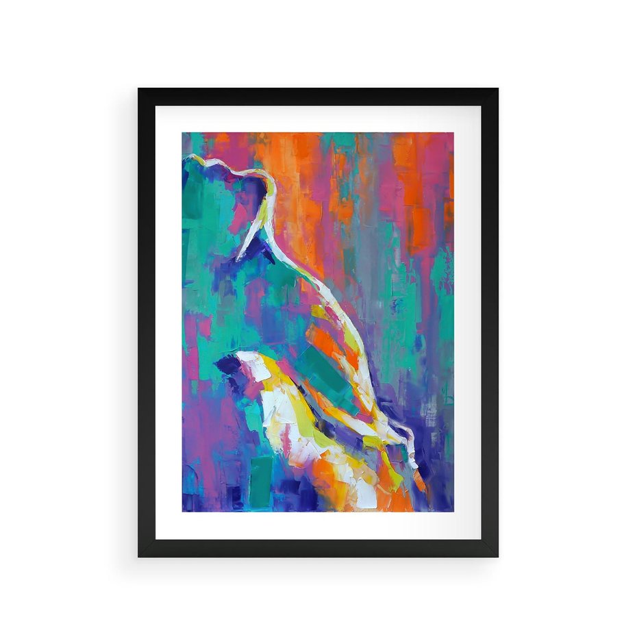 Plakat w ramie 30x40 - Olejne Wibrujące Emocje - abstrakcyjny obraz, różne kolorowe maźnięcia pędzla - rama czarna