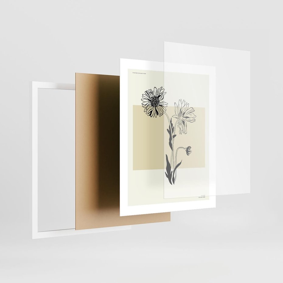 Plakat w ramie 40x50 - Kwiatowe Płótno - kwiaty, typografia - rama biała