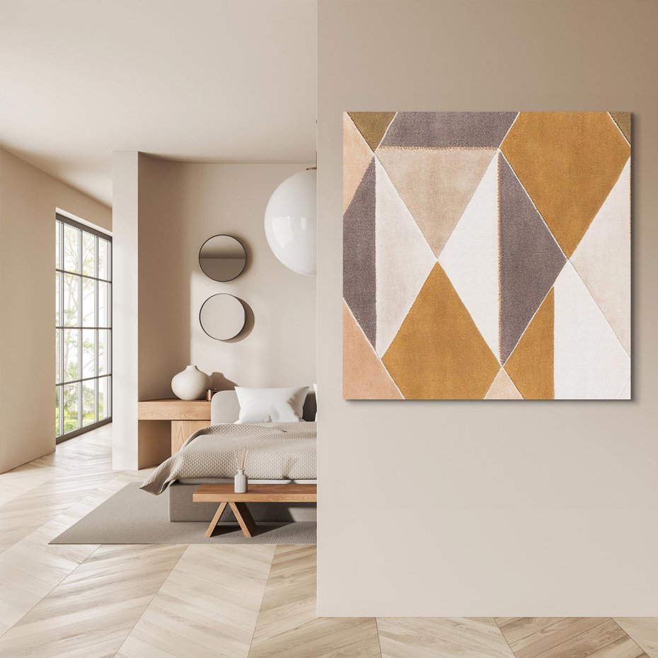 Obraz na płótnie 80x80 - Odblaski niespełnionych marzeń - kompozycja z trójkątów, mix kolorów ziemi
