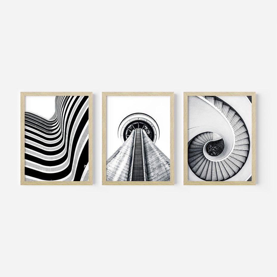 Zestaw obrazy w ramie 40x50 galeria - Sztuka, współczesna, architektura - rama drewno