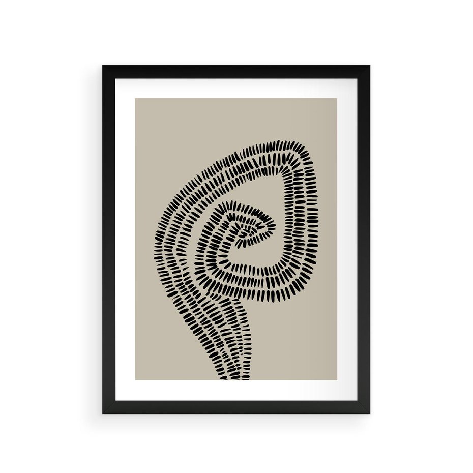 Plakat w ramie 30x40 - Nowoczesne Spektrum Wyobraźni - boho plakat, czarne kropki kreski - rama czarna