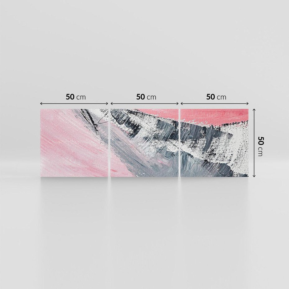 Obraz na płótnie 150x50 - Kontrastujący Ruch Emocji - abstrakcyjne pasy farby, kolory róż szary czarny