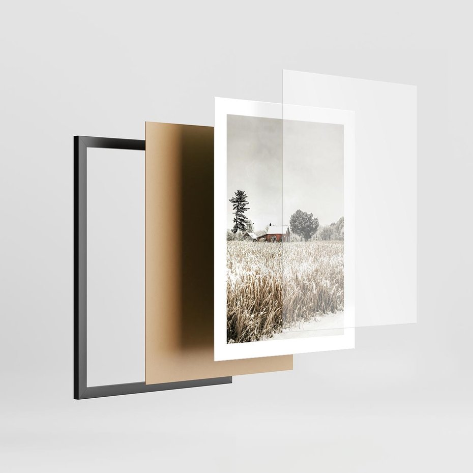 Plakat w ramie 30x40 - Idylliczna Zima - zima, krajobraz zimowy - rama czarna