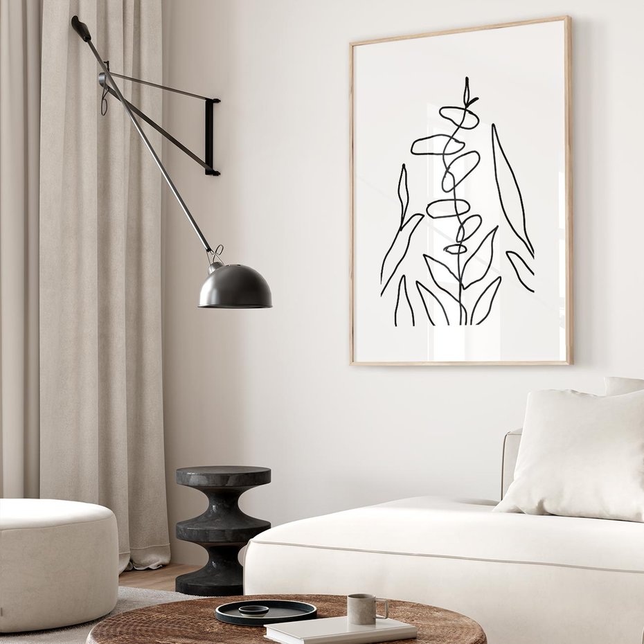 Plakat w ramie 50x70 - Konturem Naznaczone - mroczna sztuka, minimalizm - rama drewno