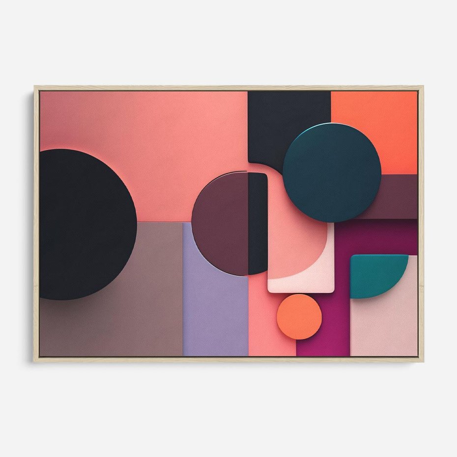 Obraz w ramie 100x70 - Przenikanie przestrzeni czasu - abstrakcja, geometria - rama drewno