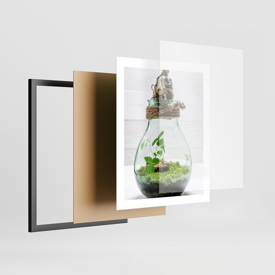 Plakat w ramie 40x50 - Żywioł Natury - liście, zieleń - rama czarna