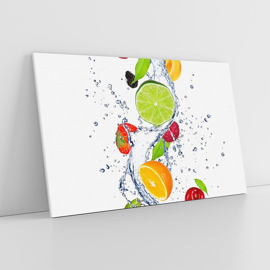 Obraz na płótnie 120x80 - Kulinarne Inspiracje - owoce, woda