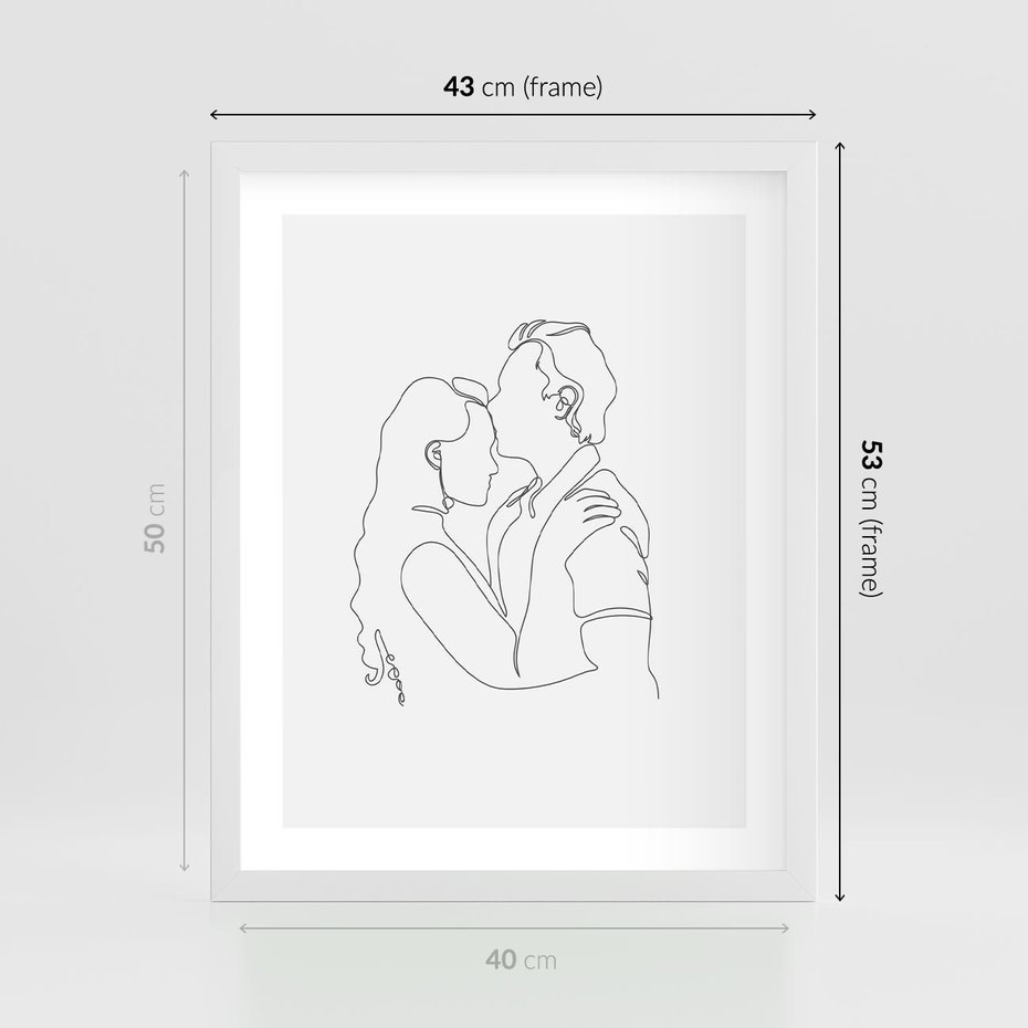 Plakat w ramie 40x50 - Wewnętrzne Emocje - para zakochanych, kobieta i mężczyzna - rama biała