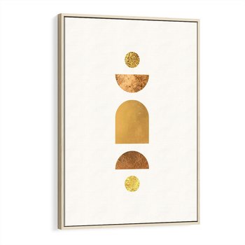 Obraz w ramie 80x120 - Abstrakcyjne Wzory - geometryczne złote kształty, tekstura - rama drewno
