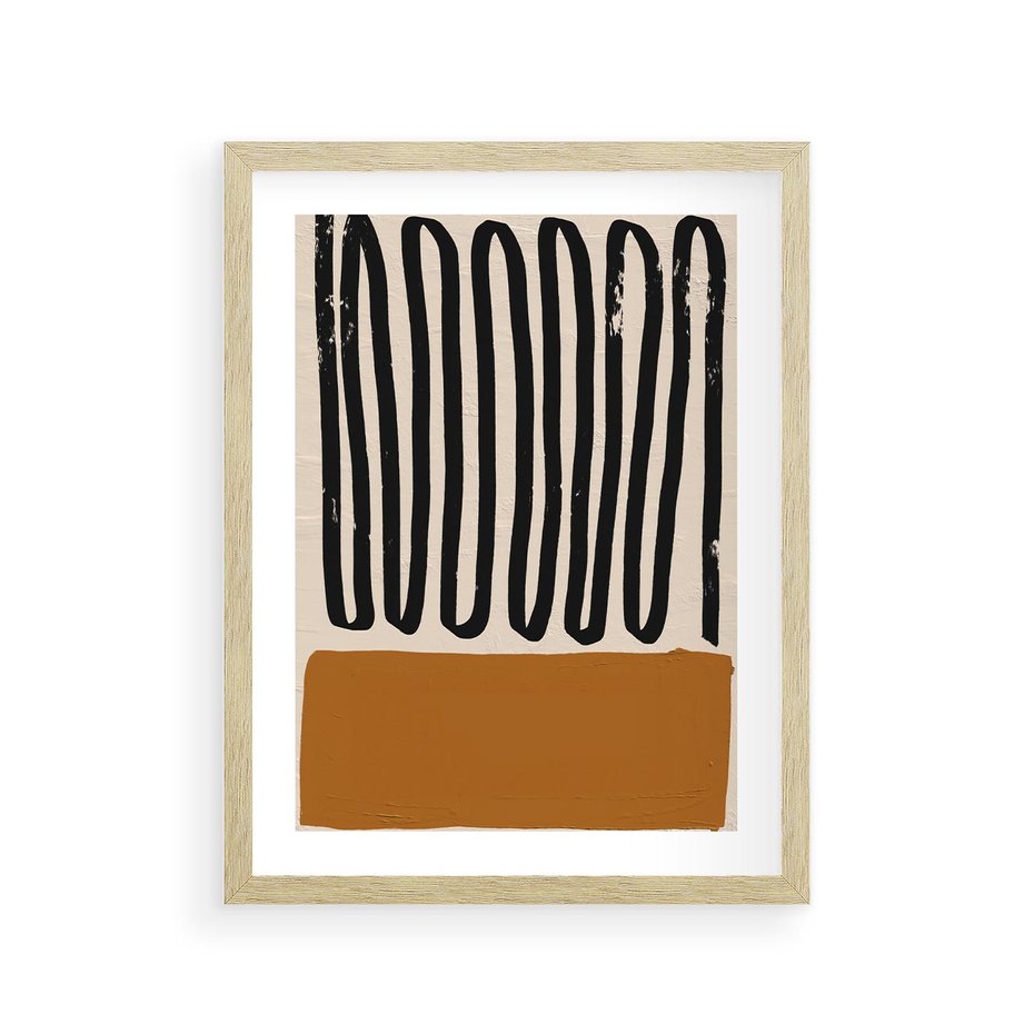 Plakat w ramie 30x40 - Boho Impulsy Kreatywności - abstrakcyjny plakat, brąz - rama drewno