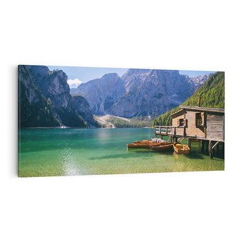 Obraz na płótnie 100x50 - Wzgórza i Jezioro: Urok Górskiej Przyrody - góry, jezioro