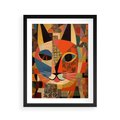 Plakat w ramie 40x50 - Impresje Nieznanych Odniesień - abstrakcyjny obraz olejny, kot - rama czarna