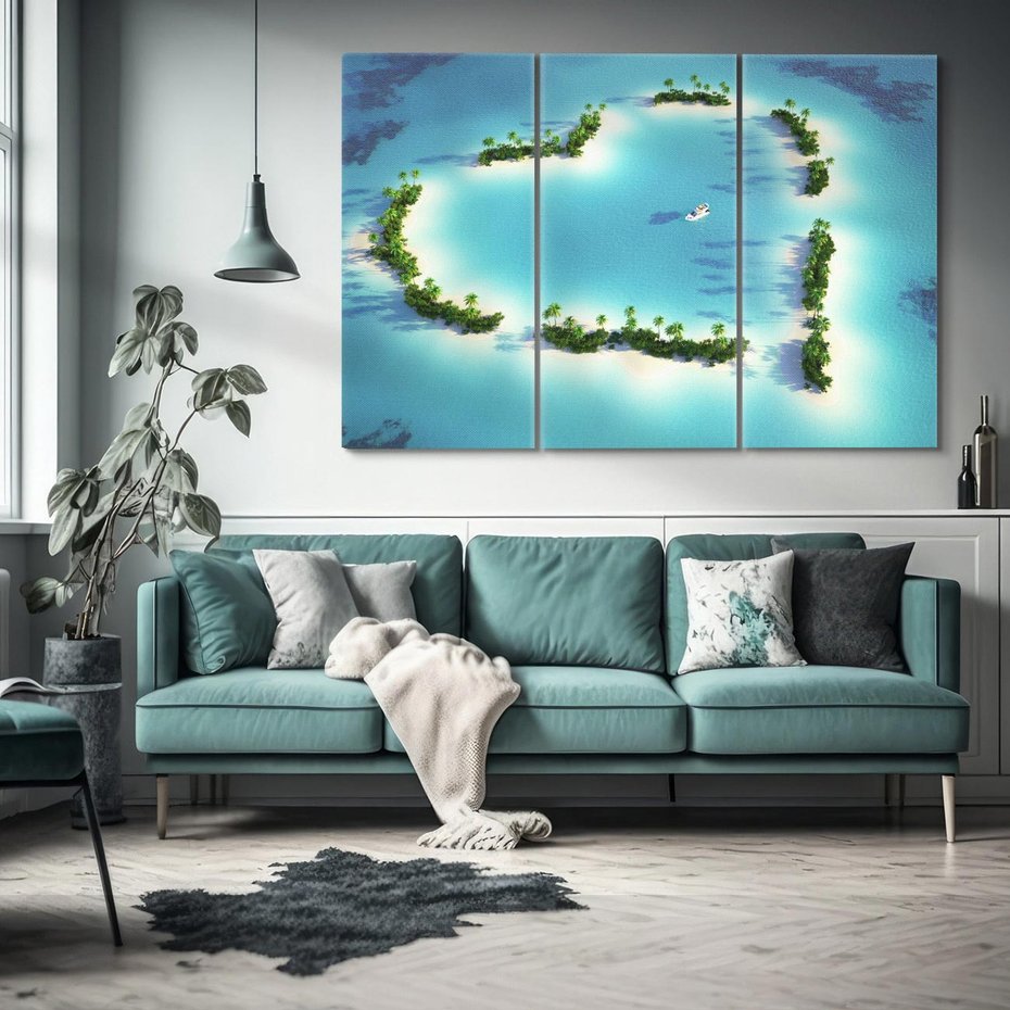 Obraz na płótnie 120x80 - Idylliczna wyspa: serce morza - wyspa, serce