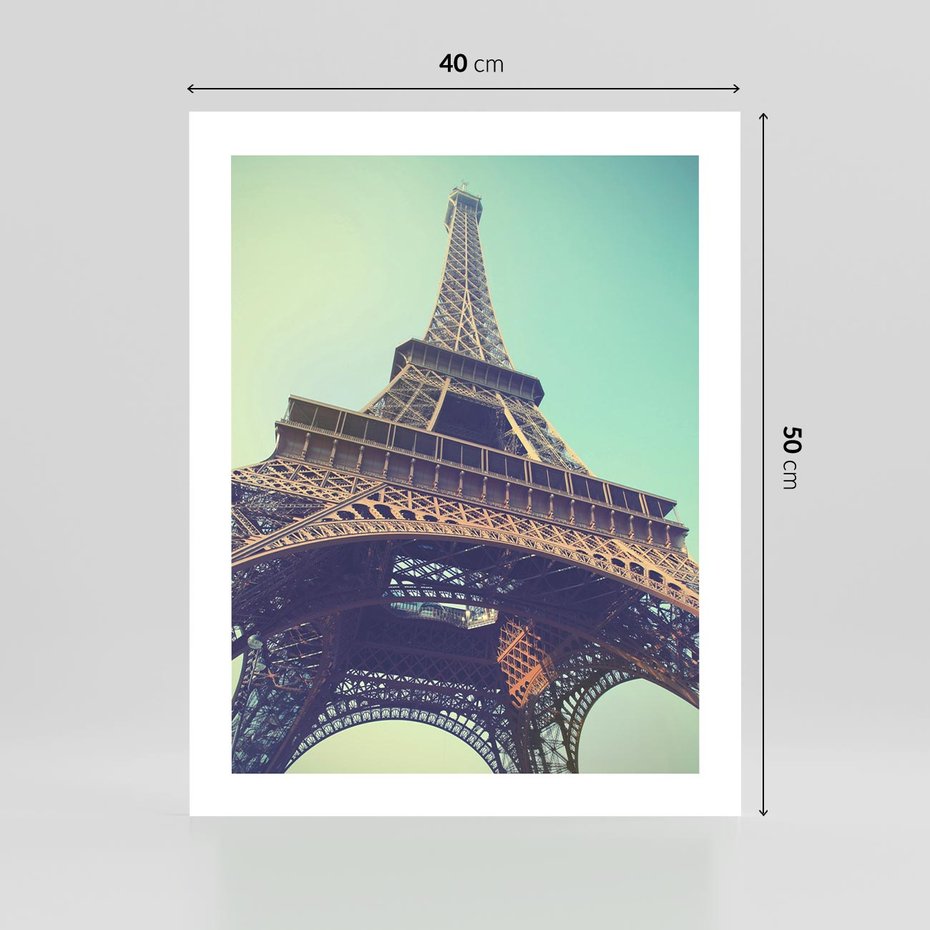 Plakat bez ramy 40x50 - Wieża Eiffla w czarno-białej odsłonie - Eiffla, Paryż