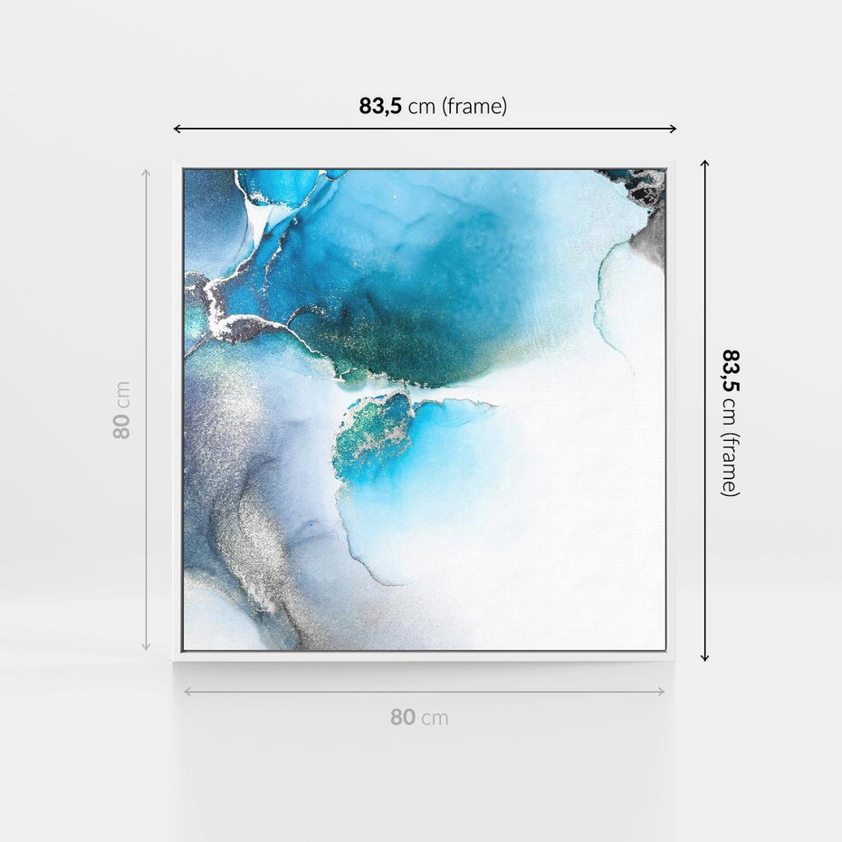 Obraz w ramie 80x80 - Marmur złotą akwarelą - marmur, akwarela - rama biała