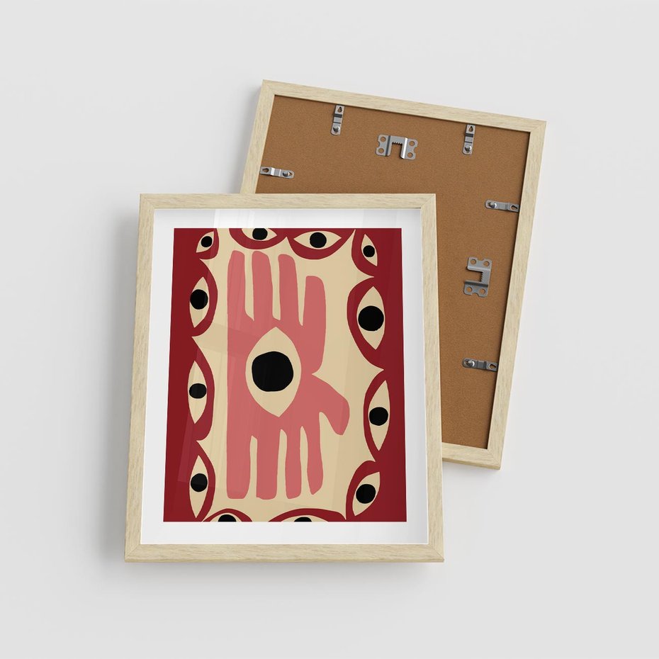 Plakat w ramie 40x50 - Migotliwe Kształty - abstrakcyjny obraz, boho styl - rama drewno