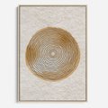 Obraz w ramie 70x100 - Zapisane w promieniach słońca - beżowe strukturalne tło, koła - rama drewno