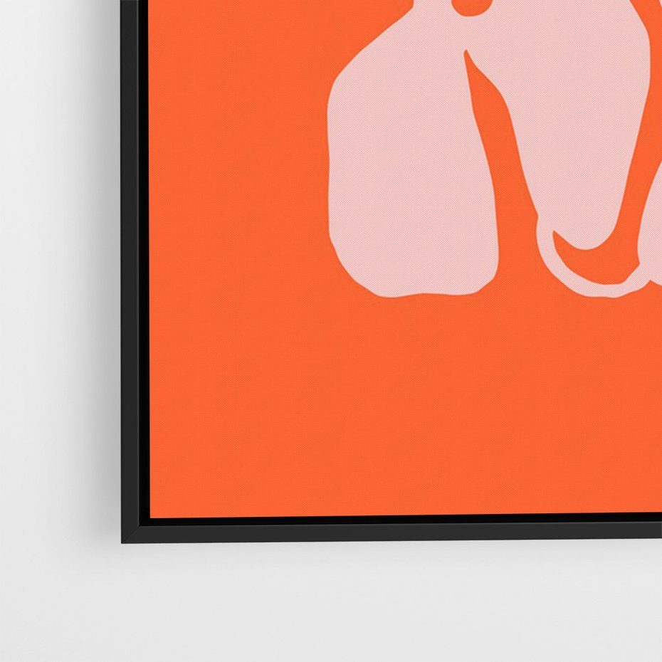 Obraz w ramie 70x100 - Taniec Abstrakcji - kwiaty, energetyczne pomarańczowe tłó - rama czarna