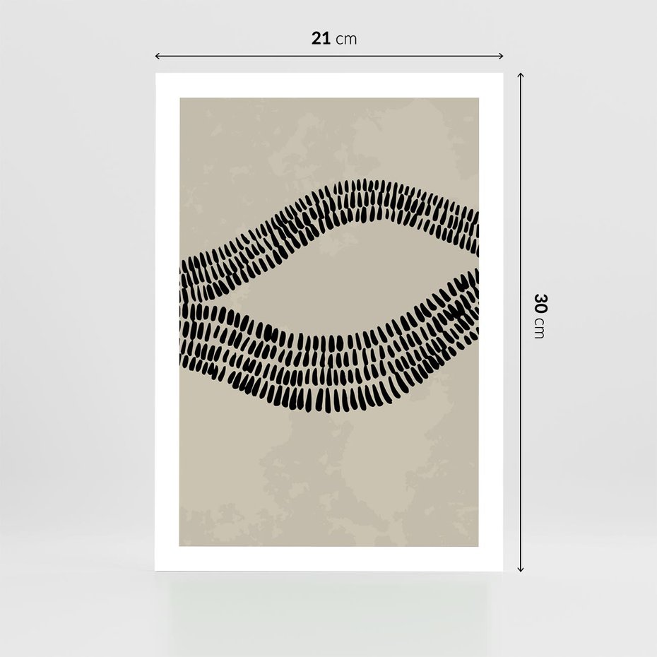 Plakat bez ramy 21x30 - Kontury Ewolucji Materii - boho plakat, czarne kropki kreski