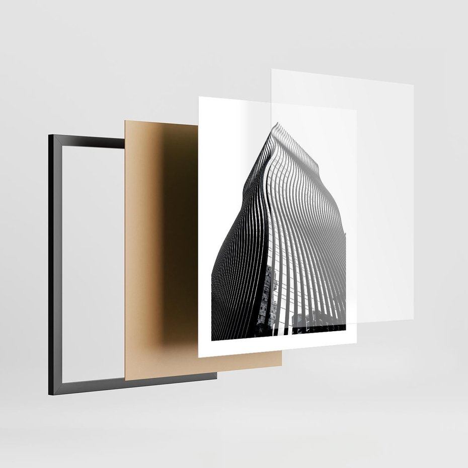 Plakat w ramie 40x50 - Falowany Wieżowiec na Fotografii - architektura, falowany wieżowiec - rama czarna