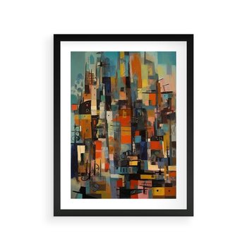 Plakat w ramie 40x50 - Zaklęte Odbicia Nienormalności - styl mid century, nowoczesna sztuka - rama czarna