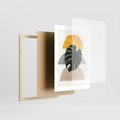 Plakat w ramie 30x40 - Monstera i Boho Elementy - grafika, boho klimat - rama drewno