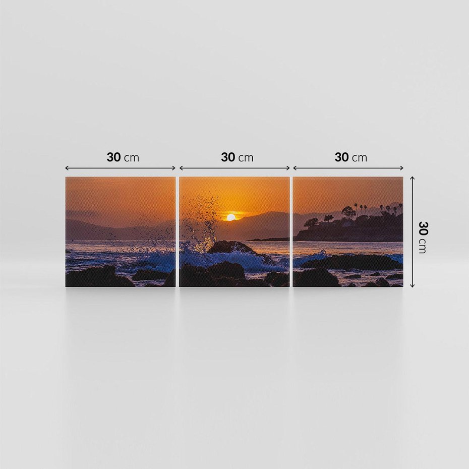 Obraz na płótnie 90x30 - Morze, fale i skały - morze, fale