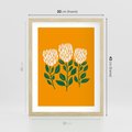 Plakat w ramie 30x40 - Kolorowe Impresje - abstrakcyjna kwiatowa kompozycja, żółte mocne tło - rama drewno