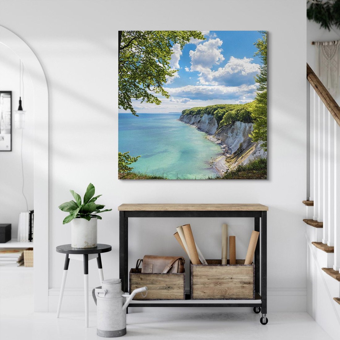 Obraz na płótnie 70x70 - Morze: siła skał na brzegu" - morze, skały