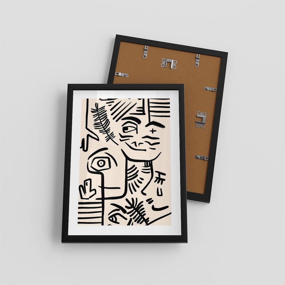 Plakat w ramie 30x40 - Ekspresyjne Odbicia Współczesności - abstrakcyjna grafika, minimalizm - rama czarna