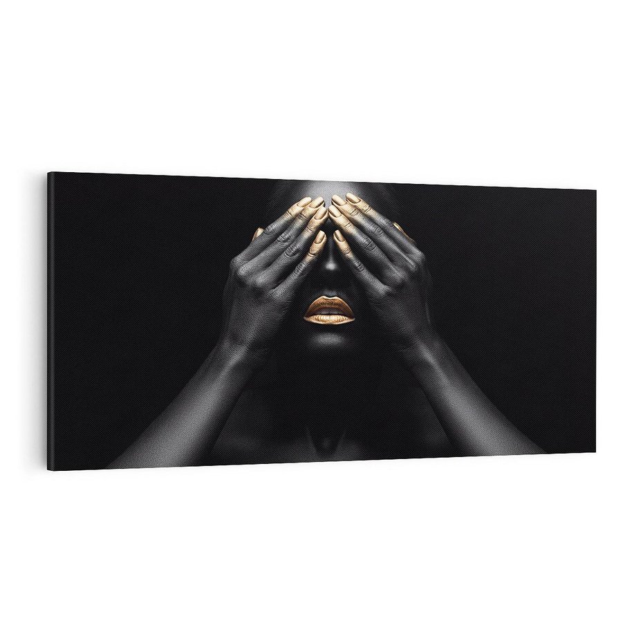 Obraz na płótnie 100x50 - Złote Usta wyjątkowa subtelność - złote usta, złote palce