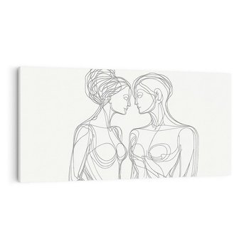 Obraz na płótnie 140x70 - Dialog z cieniami duszy - sztuka one line art, jedna kreska