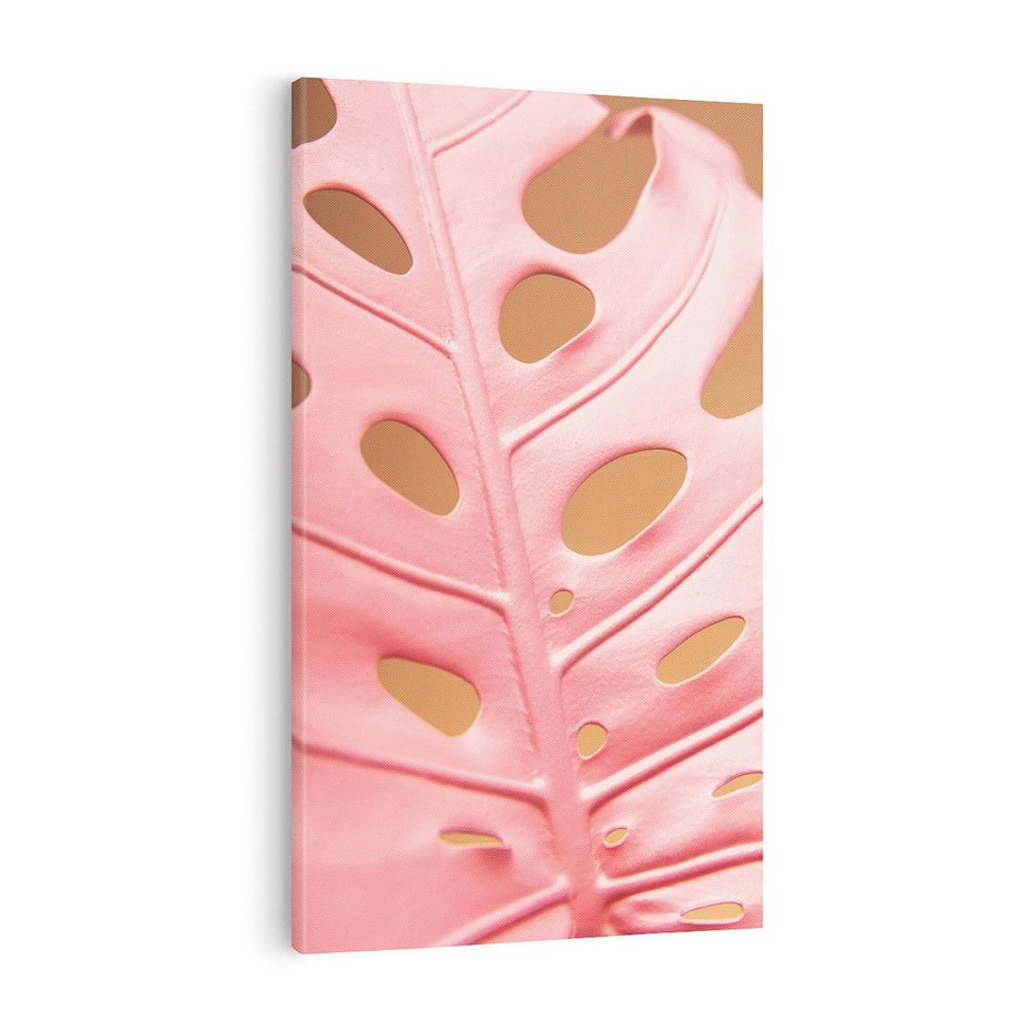Obraz na płótnie 50x70 - Różowa monstera w pełnym rozkwicie - różowa, monstera