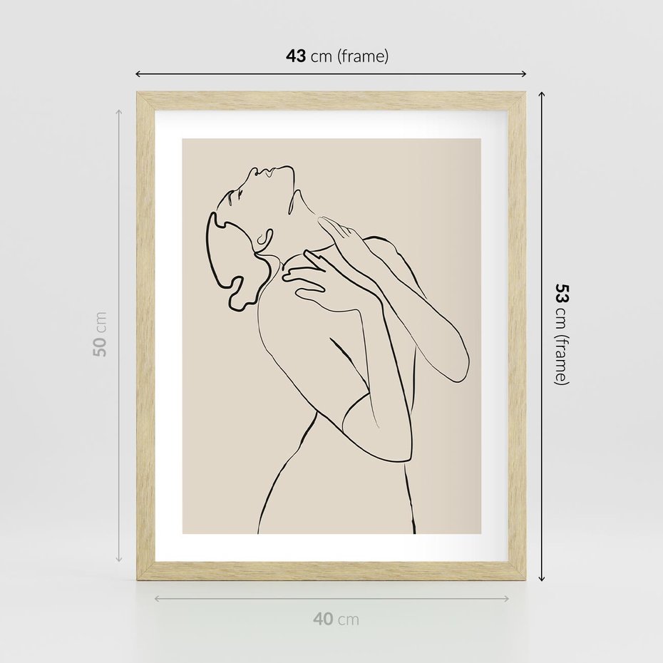 Plakat w ramie 40x50 - Bezkresny Taniec - kobieta, szkic - rama drewno
