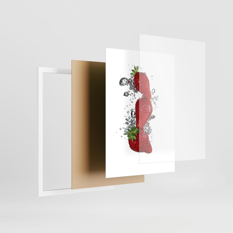 Plakat w ramie 50x70 - Aromatyczne truskawki w pełnym rozkwicie - truskawki, owoce - rama biała
