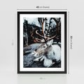 Plakat w ramie 40x50 - W Zimowej Krainie - renifer, zima - rama czarna