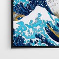 Obraz w ramie 50x50 - Wzburzone Morze - wielka fala w kaganawie, Hokusai - rama czarna