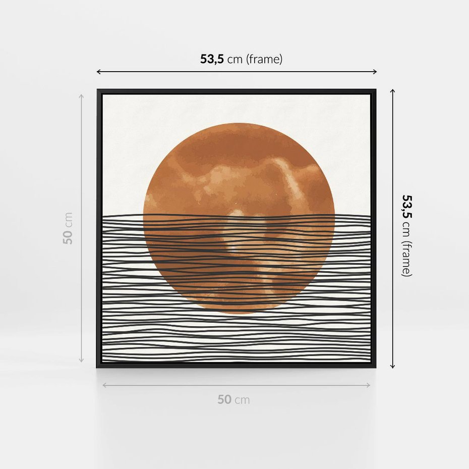 Obraz w ramie 50x50 - Okrąg Mocy - boho obraz, geometria - rama czarna