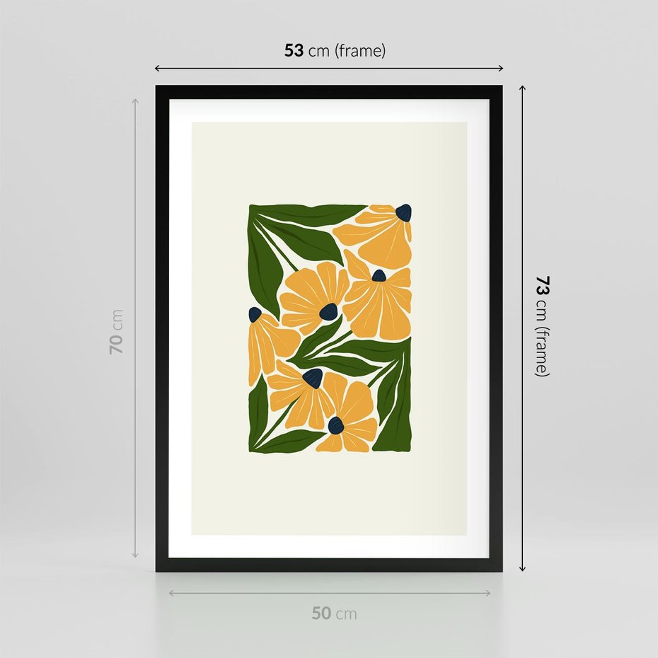 Plakat w ramie 50x70 - Świetliste Kwiaty Natury - kwiaty, nowoczesna grafika - rama czarna