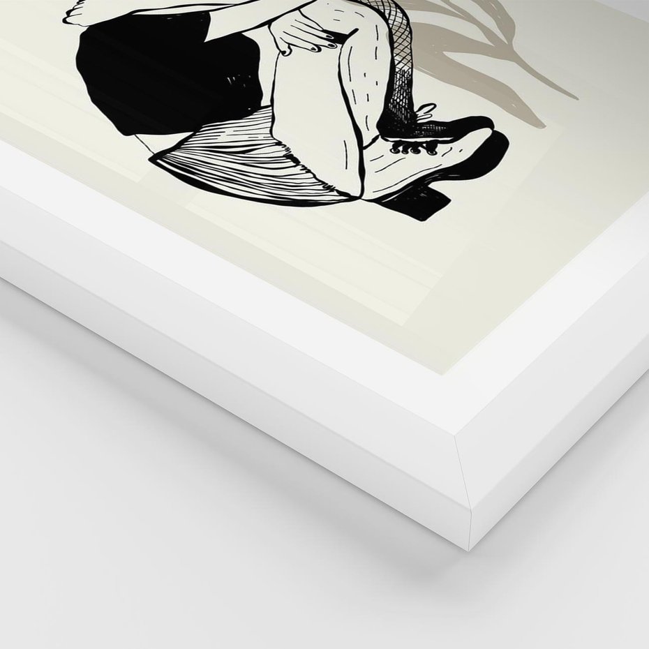 Plakat w ramie 50x70 - Kobiecy Plakat - prosta grafika, kobieta - rama biała