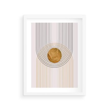 Plakat w ramie 30x40 - Złota Geometria - styl modern, złoto - rama biała
