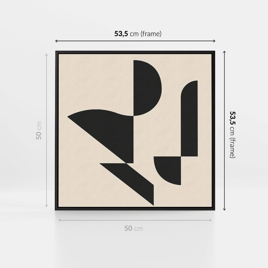 Obraz w ramie 50x50 - Rozkwitająca Abstrakcja - abstrakcyjne geometryczne kształty, minimalizm - rama czarna