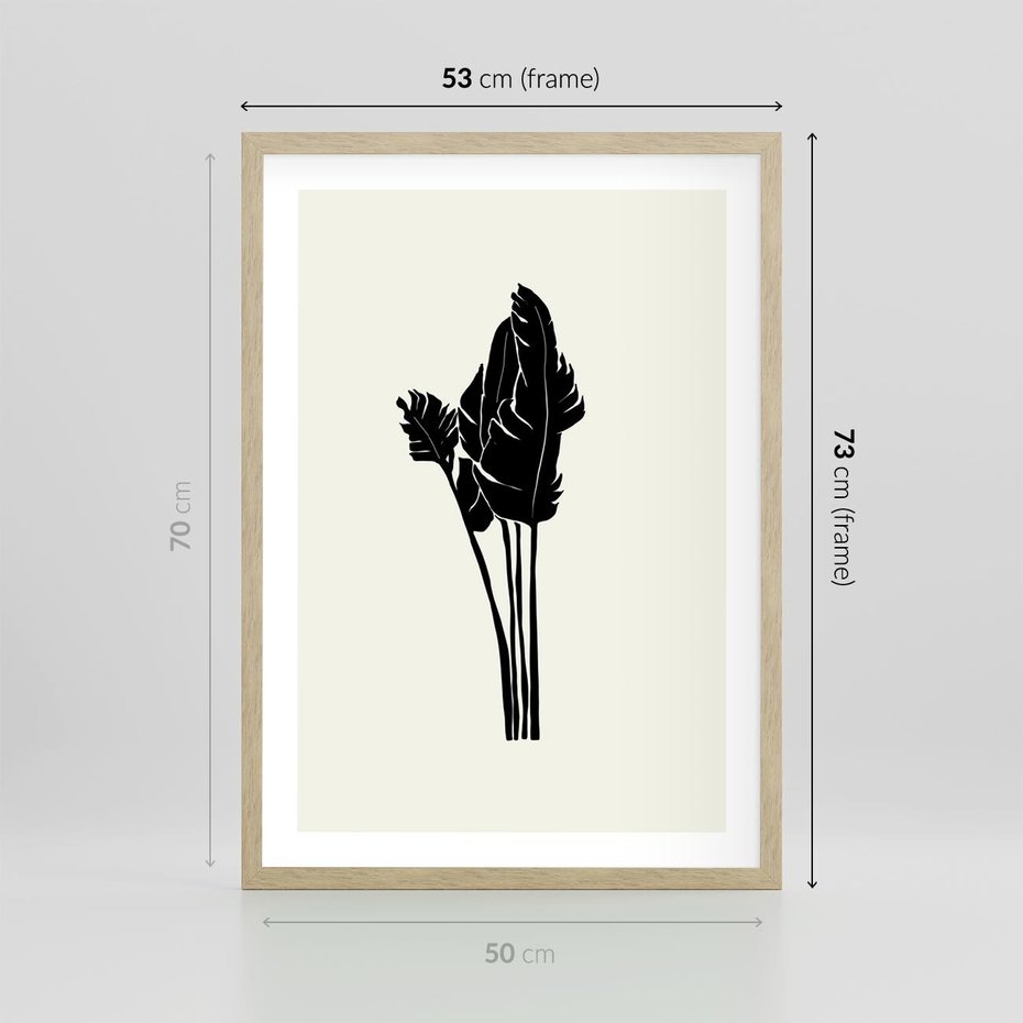 Plakat w ramie 50x70 - Elegancja Palm - nowoczesna sztuka, minimalistyczny styl - rama drewno