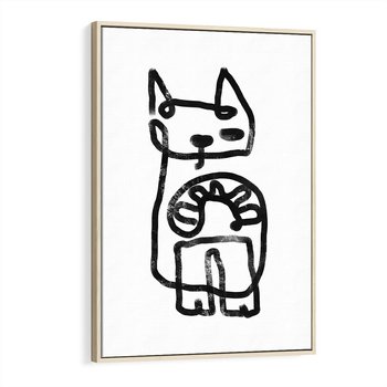Obraz w ramie 50x70 - Portret Kociej Duszy - szkic kota, prymitywizm - rama drewno