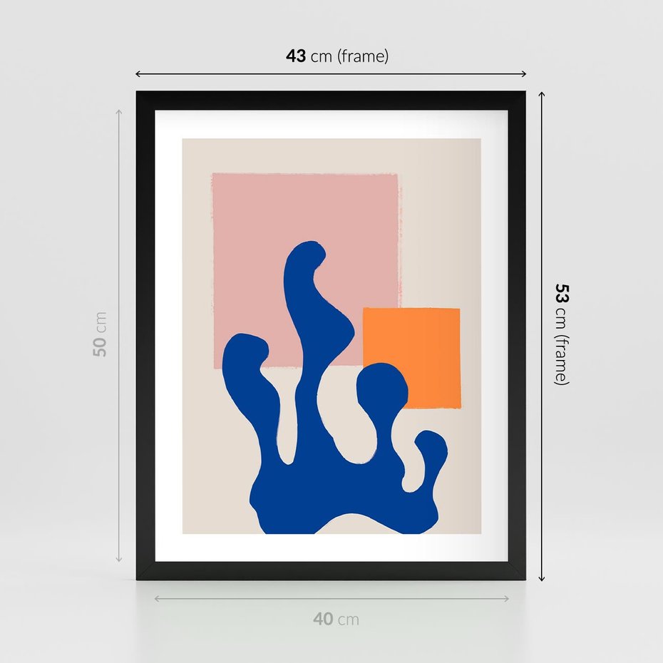 Plakat w ramie 40x50 - Bezgraniczna Galeria Plam - abstrakcja, nowoczesny plakat - rama czarna