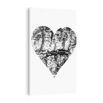 Obraz na płótnie 50x70 - Drzewo Serca - czarne serce, tekstura jak kora drzewa