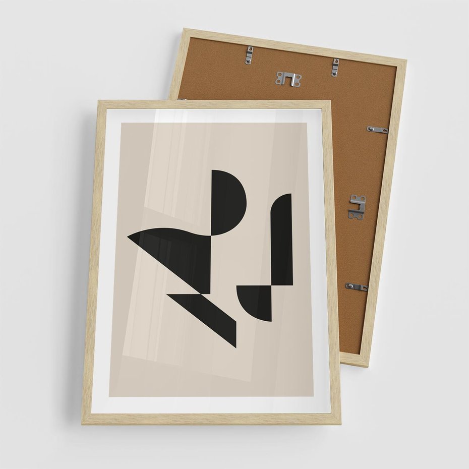 Plakat w ramie 50x70 - Rozkwitająca Abstrakcja - abstrakcyjne geometryczne kształty, minimalizm - rama drewno